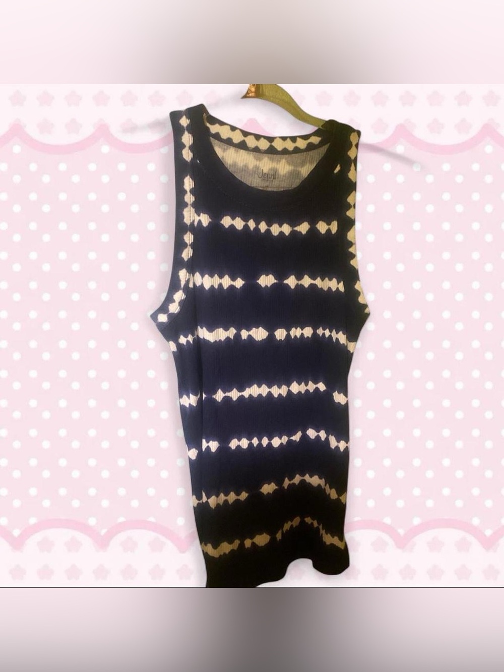 Sleeveless Black & Cream Tie-Dye Ribbed Tank